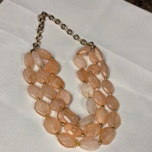 Fantastic Vintage Triple-Strand Acrylic Peach Beaded Necklace 1